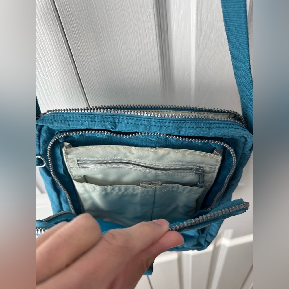 Kipling Teal Blue Green Crossbody Messenger Bag Lightweight Nylon Travel Purse - Picture 7 of 8
